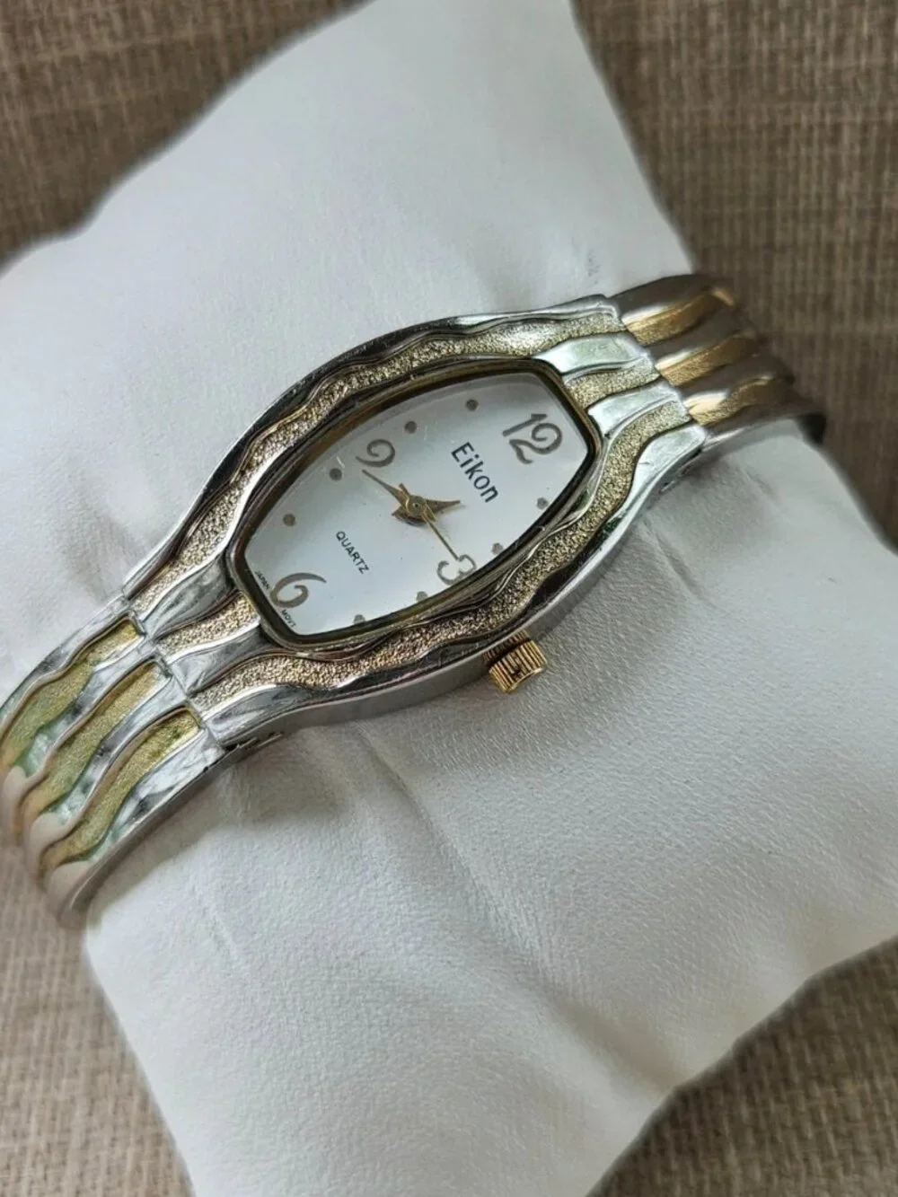 Eikon Ladies Wristwatch Gold/Silver Tone Cuff Band Analog Quartz Wrist Watch